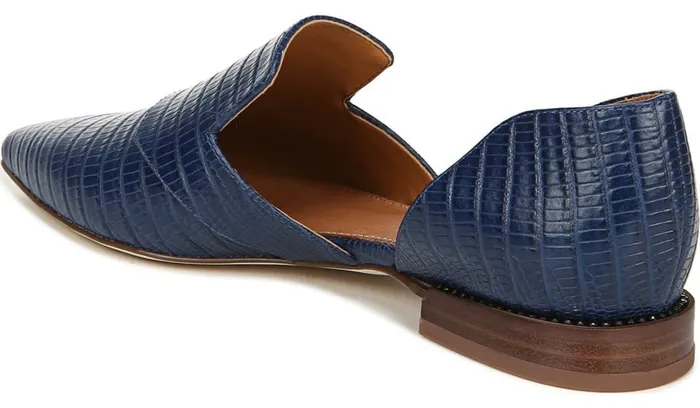 Loafers Women Franco Sarto Sarto Toby D039Orsay Flat Navy Snake Print Leather
