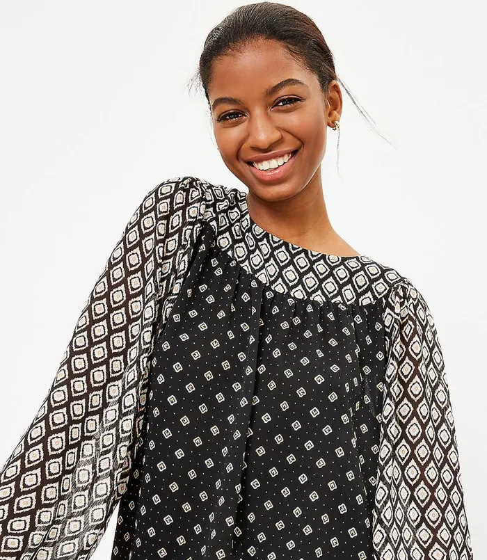 LOFT Billow Sleeve Blouse Black Women Tops