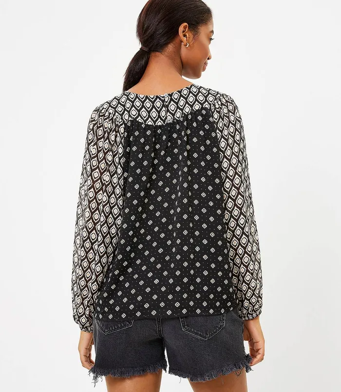 LOFT Billow Sleeve Blouse Black Women Tops