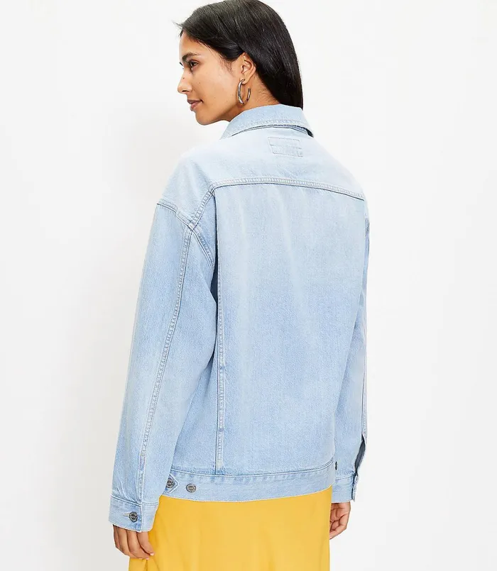LOFT Denim Trucker Jacket In Authentic Light Indigo Wash Authentic Light Indigo Wash Women Jackets and Blazers
