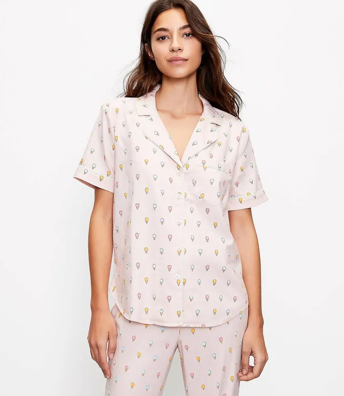LOFT Ice Cream Pajama Top Whisper White Women Sleepwear