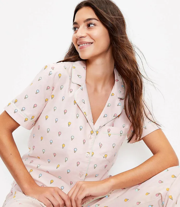 LOFT Ice Cream Pajama Top Whisper White Women Sleepwear
