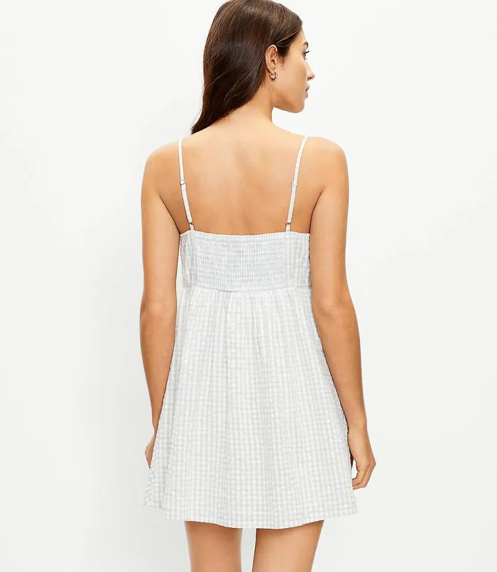 LOFT LOFT Beach Gingham Tie Front Romper Surf Spray Women Jumpsuits and Rompers