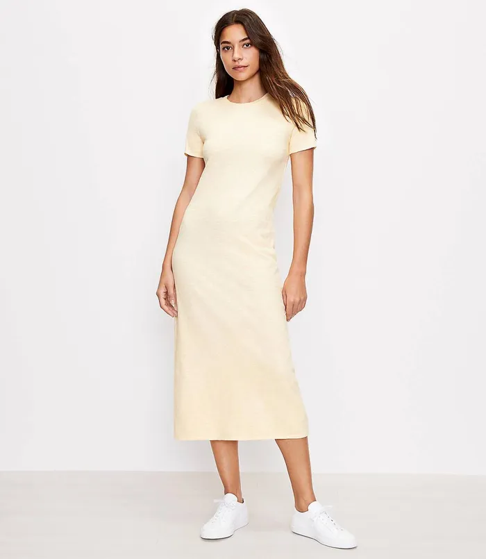 LOFT Lou and Grey Cozy Jersey Midi Tee Dress Golden Fleece Women Loungewear