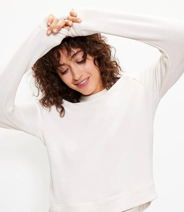 LOFT Lou and Grey Signaturesoft Plush Upstate Sweatshirt Sleek Grey Heather Women Loungewear