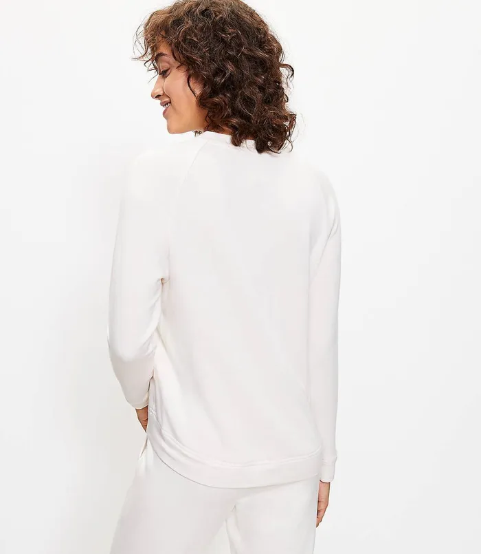 LOFT Lou and Grey Signaturesoft Plush Upstate Sweatshirt Sleek Grey Heather Women Loungewear