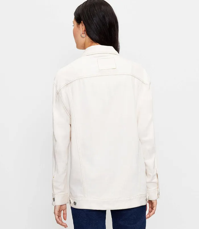 LOFT Petite Denim Trucker Jacket In Natural White Natural White Women Petite Jackets and Blazers