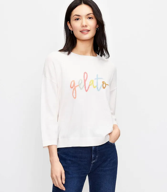 LOFT Petite Gelato Sweater Whisper White Women Petite Sweaters
