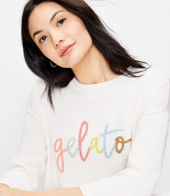 LOFT Petite Gelato Sweater Whisper White Women Petite Sweaters