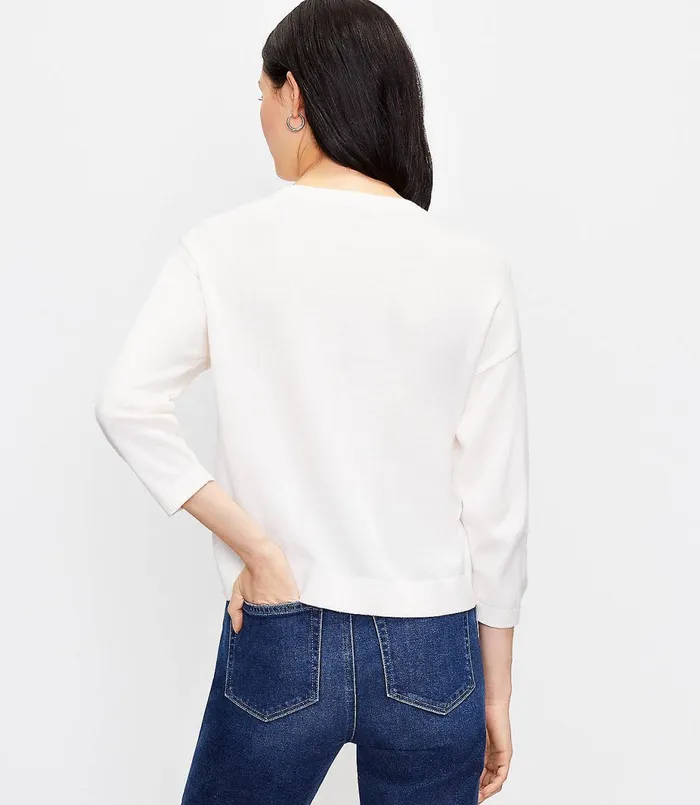 LOFT Petite Gelato Sweater Whisper White Women Petite Sweaters