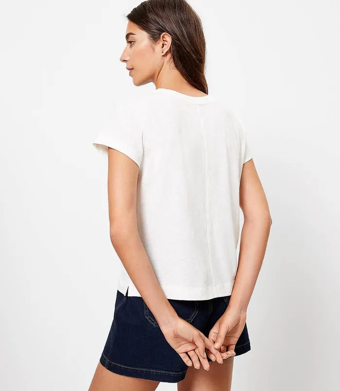LOFT Petite Mon Cherries Amour Everyday Crew Tee Whisper White Women Petite Tees