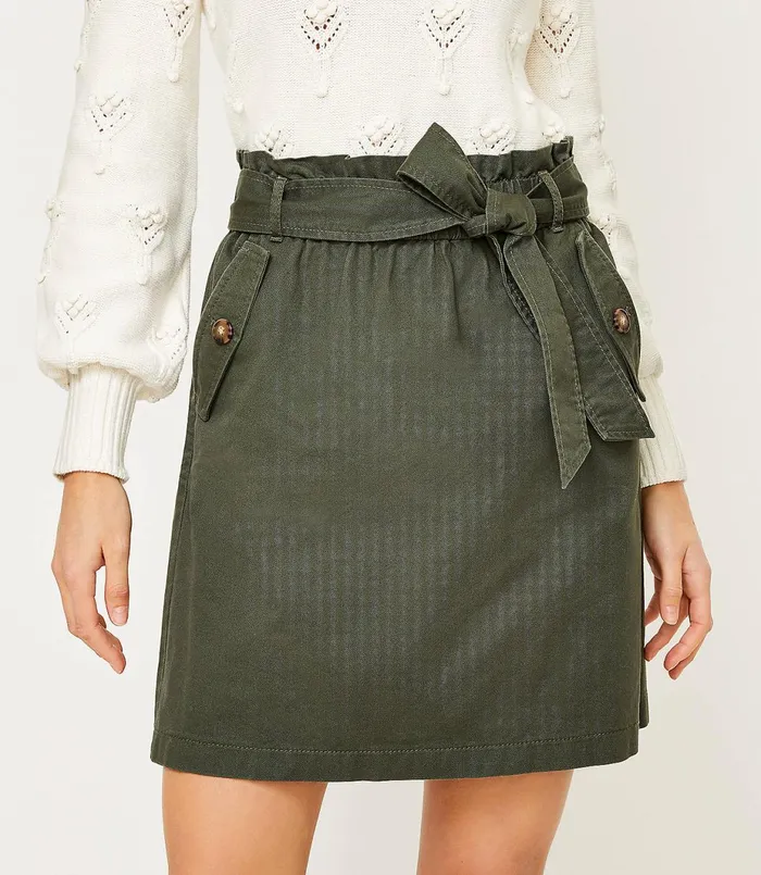 LOFT Petite Tie Waist Pocket Skirt Night Sky Women Petite Skirts