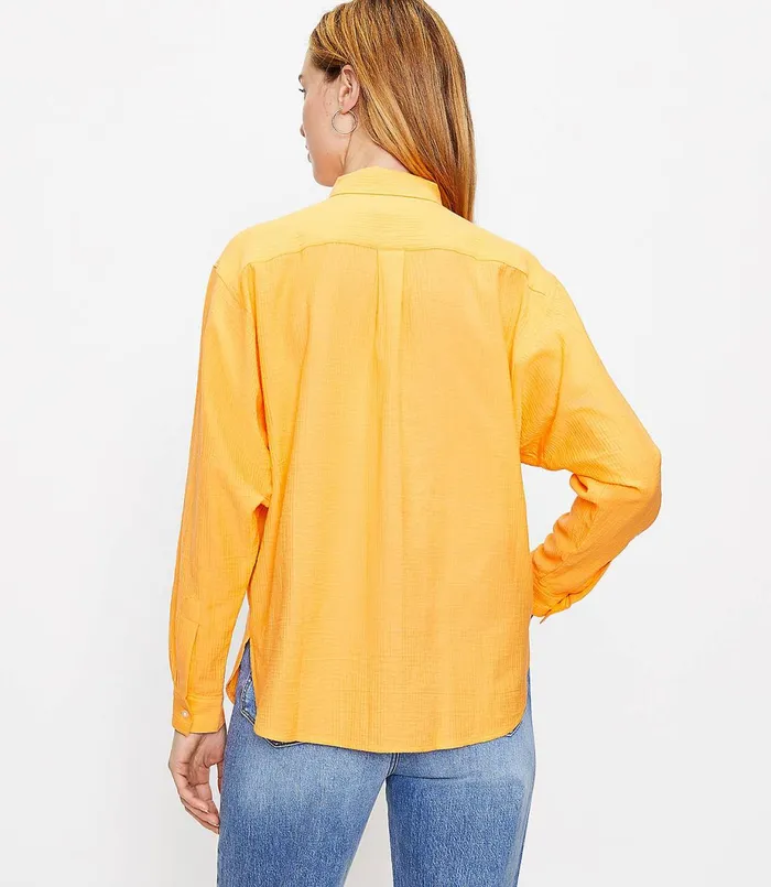 LOFT Relaxed Shirt Warm Papaya Women Tops