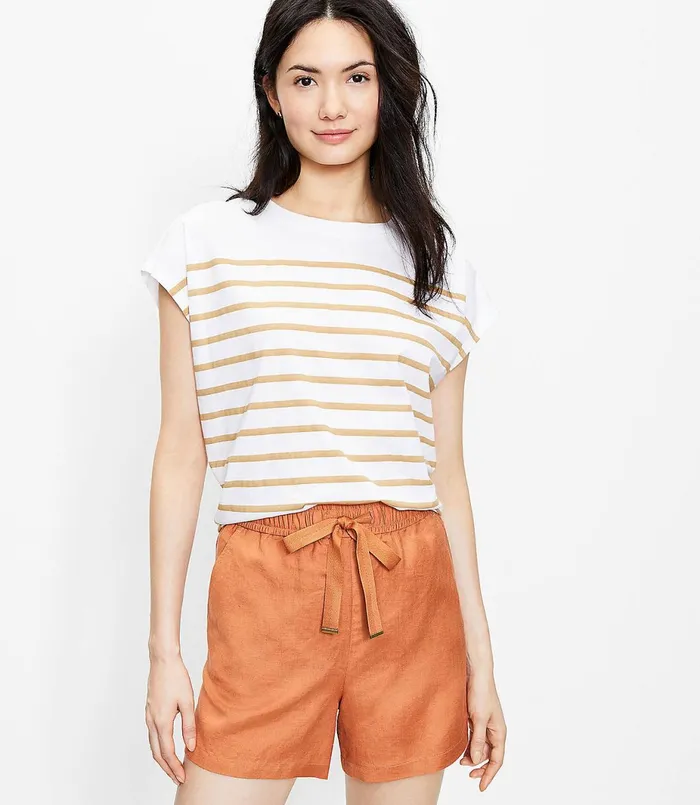 LOFT Striped Dolman Tee Black Women Tees