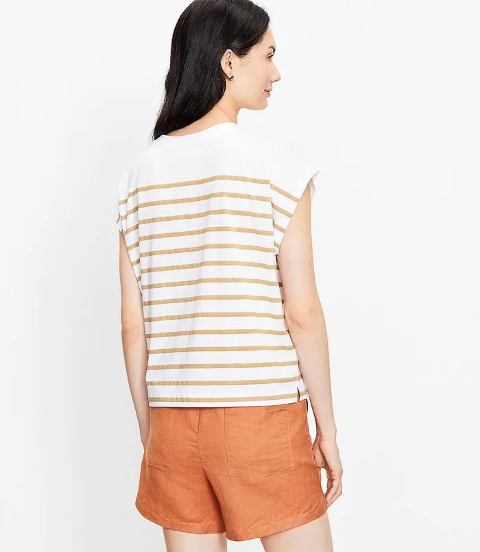 LOFT Striped Dolman Tee Black Women Tees