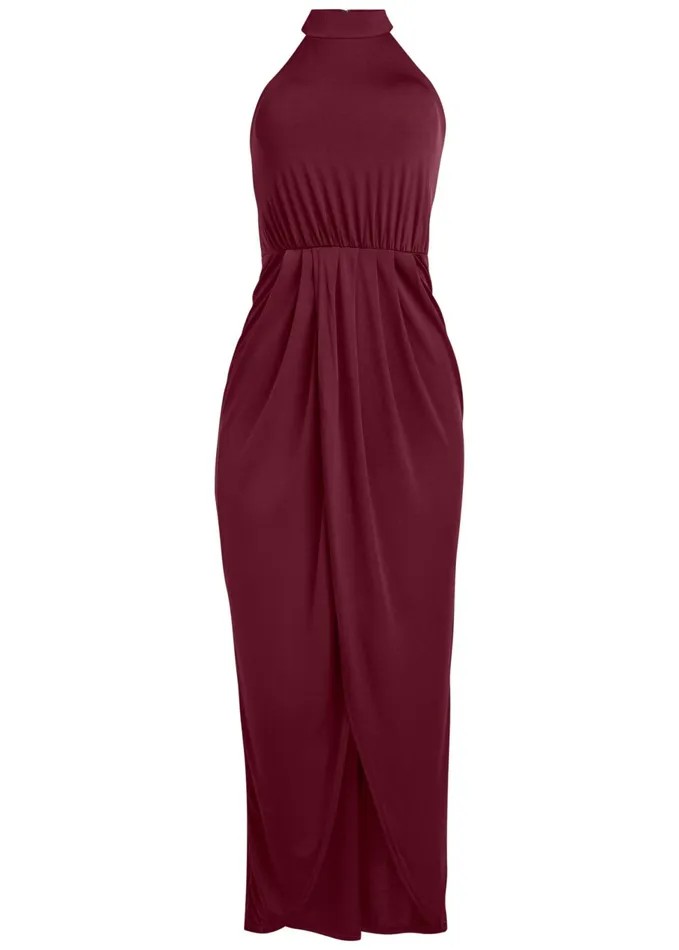 LONG DRAPE DRESS Wine Women VENUS Maxi Dresses