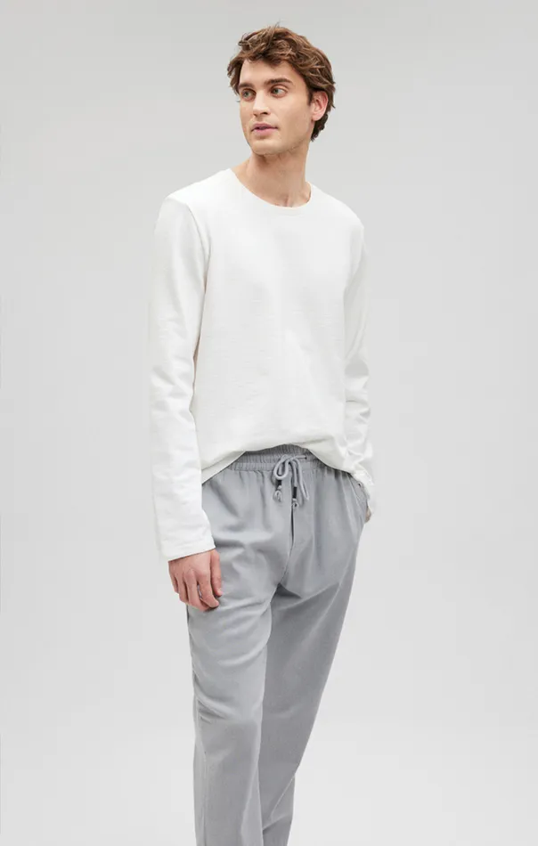 Long Sleeve Crew Neck TShirt In Antique White Men Mavi Jeans TShirts Long Sleeve Crew Neck TShirt In Antique White Men Mavi Jeans TShirts
