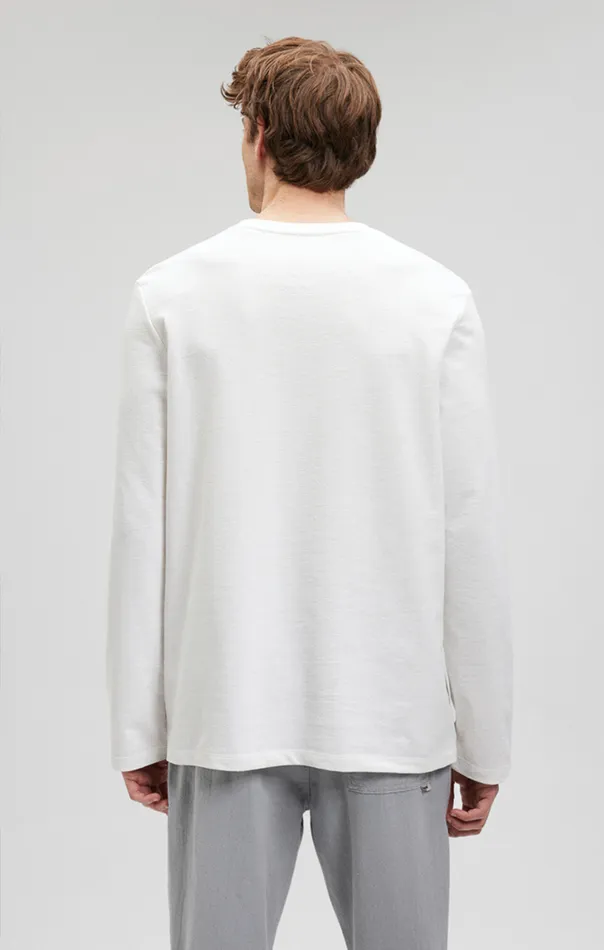 Long Sleeve Crew Neck TShirt In Antique White Men Mavi Jeans TShirts Long Sleeve Crew Neck TShirt In Antique White Men Mavi Jeans TShirts