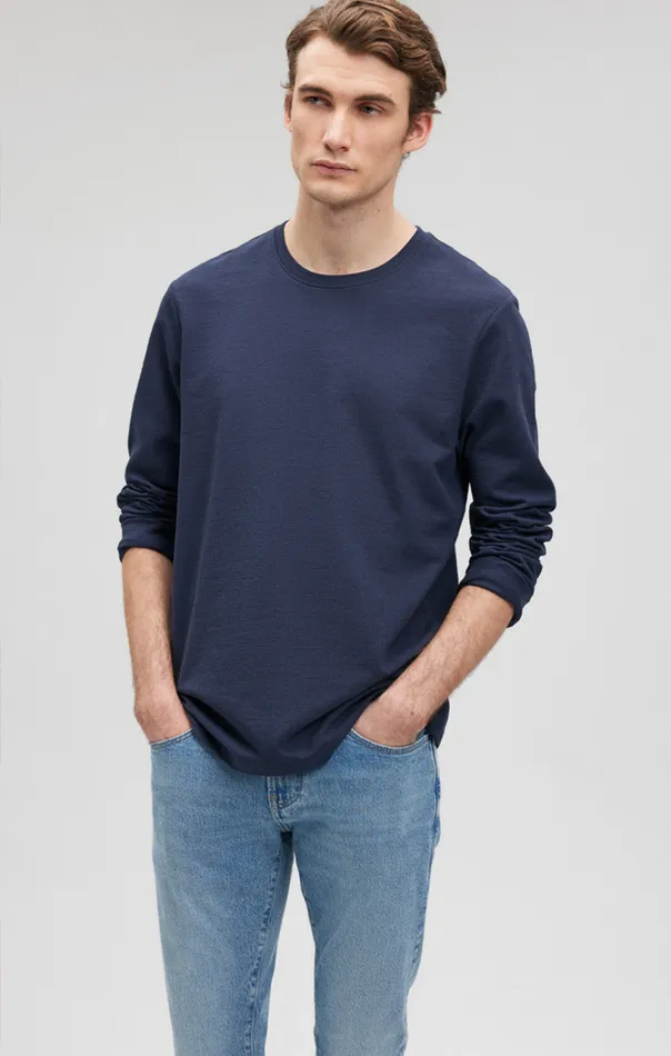 Long Sleeve Crew Neck TShirt In Navy Blazer Men Mavi Jeans TShirts