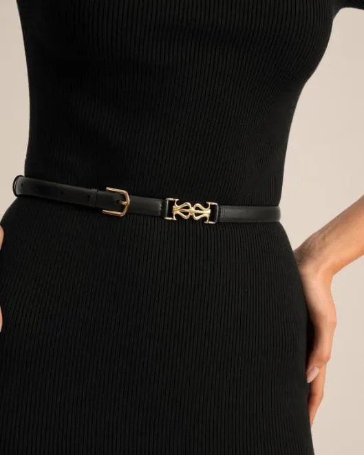 LS Clasp Leather Skinny Belt Women Belts Lilysilk Hats
