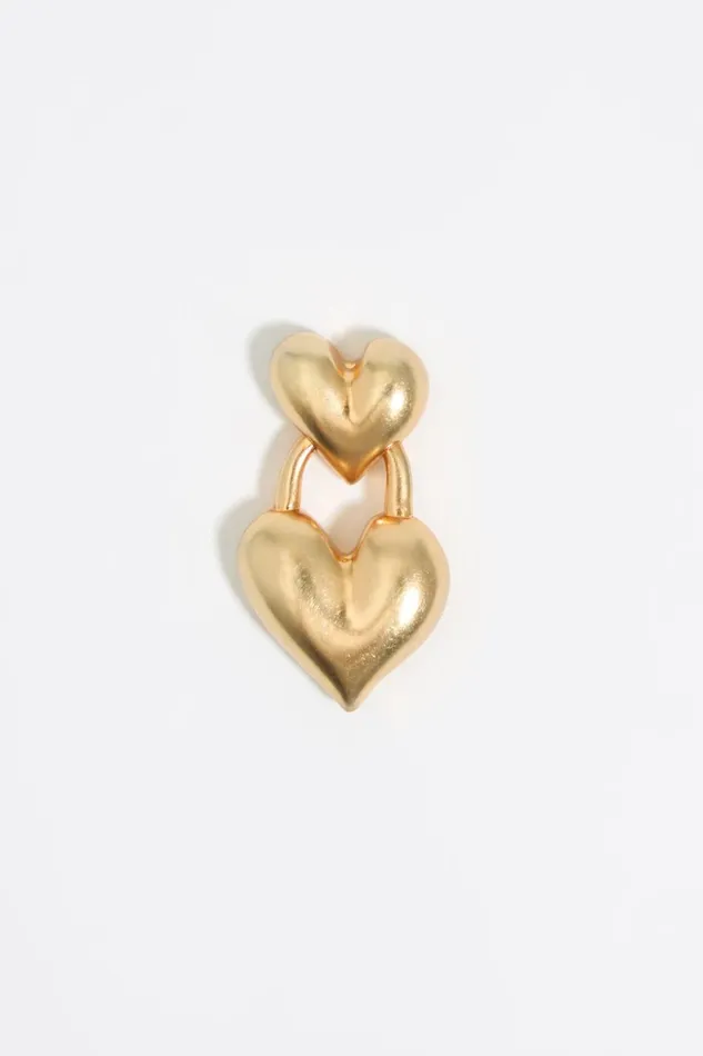 Matte Gold Double Heart Earrings Gold Women Bimba Y Lola Jewelry Matte Gold Double Heart Earrings Gold Women Bimba Y Lola Jewelry