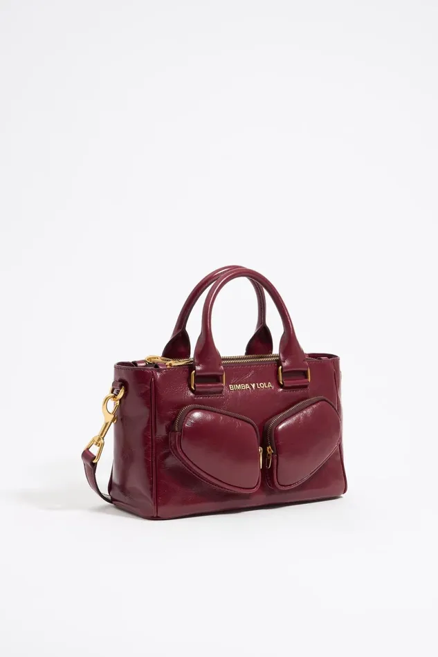 Medium Raspberry Leather Pocket Tote Bag Raspberry Women Bimba Y Lola Handbags Medium Raspberry Leather Pocket Tote Bag Raspberry Women Bimba Y Lola Handbags