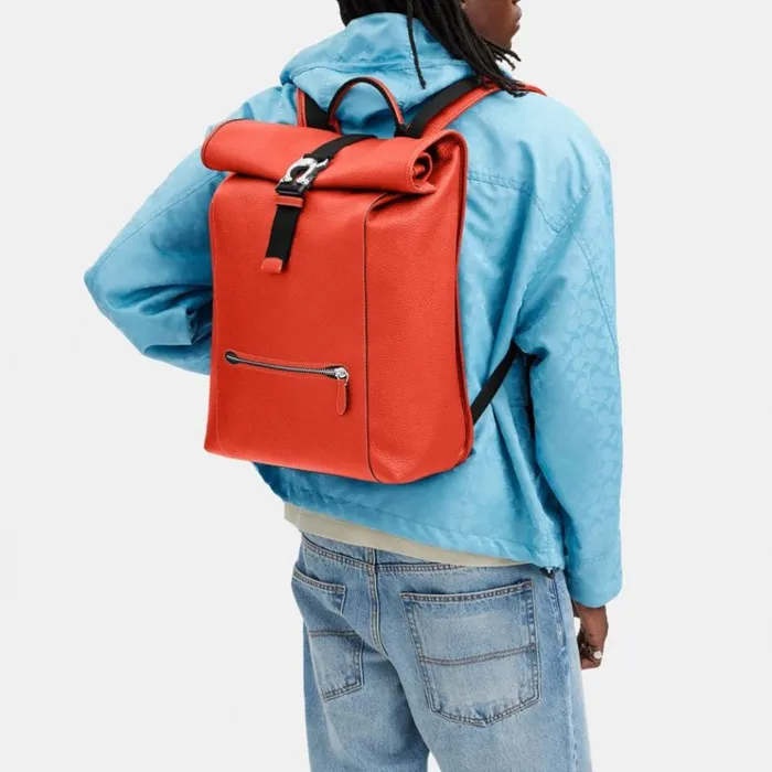 Men Backpacks Coach Beck Roll Top Backpack Sun Orange