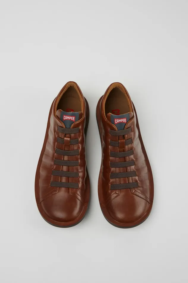 Men Beetle Brown Leather Shoes Camper Casual Shoes Men Beetle Brown Leather Shoes Camper Casual Shoes