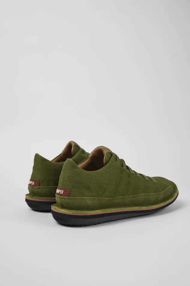 Men Beetle Green TextileNubuck Basket Bootie Camper Ankle Boots
