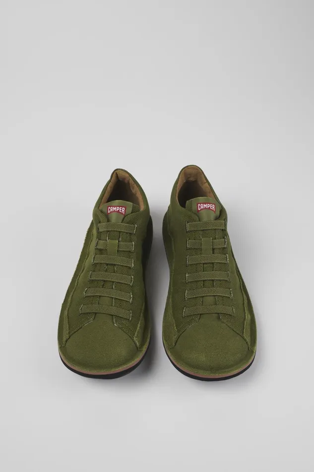 Men Beetle Green TextileNubuck Basket Bootie Camper Ankle Boots