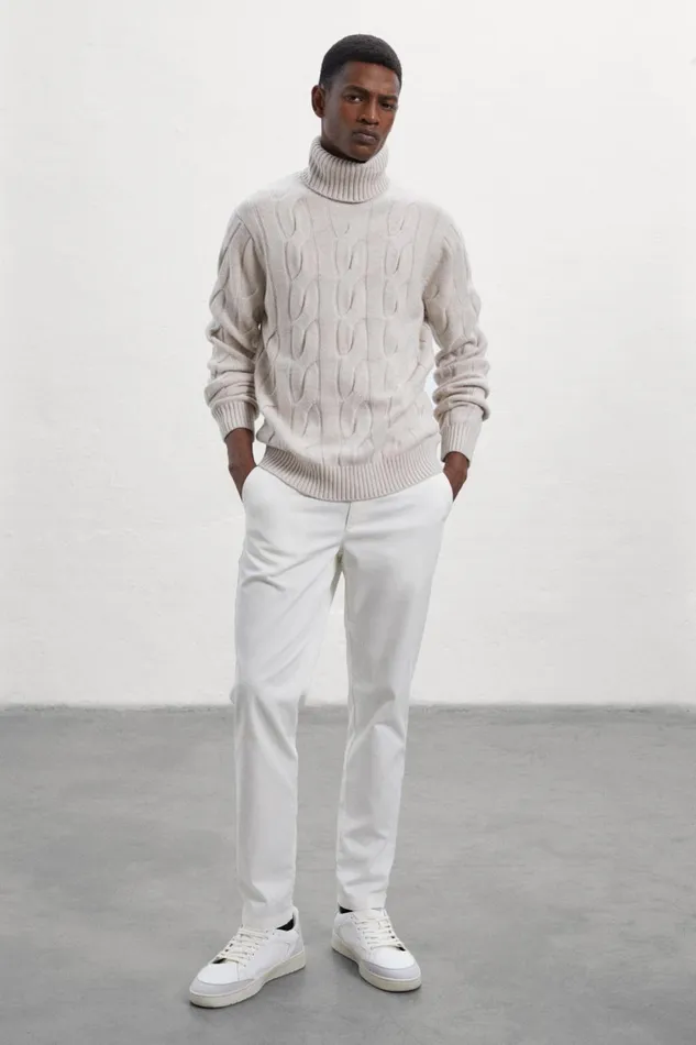 Men Beige New Bruna Knitted Jumper Ecoalf Knitwear