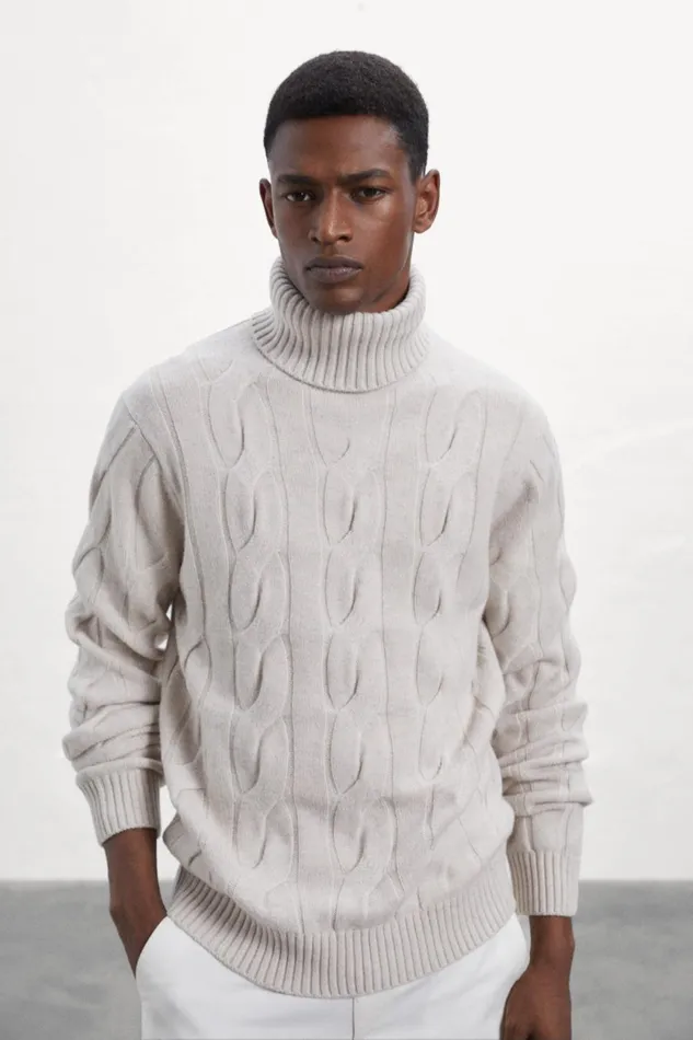 Men Beige New Bruna Knitted Jumper Ecoalf Knitwear