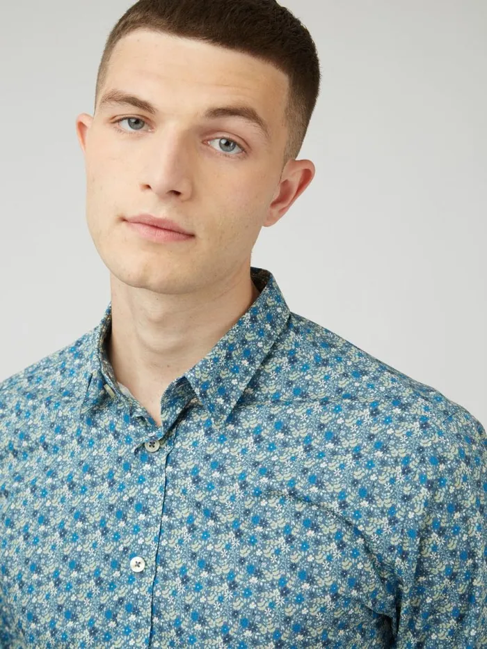 Men Ben Sherman Archive Print Shirts Floral Print LongSleeve Shirt 8211 Blue Men Ben Sherman Archive Print Shirts Floral Print LongSleeve Shirt 8211 Blue