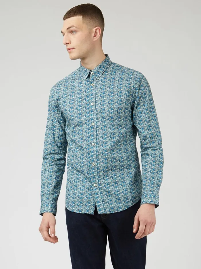 Men Ben Sherman Archive Print Shirts Floral Print LongSleeve Shirt 8211 Blue Men Ben Sherman Archive Print Shirts Floral Print LongSleeve Shirt 8211 Blue