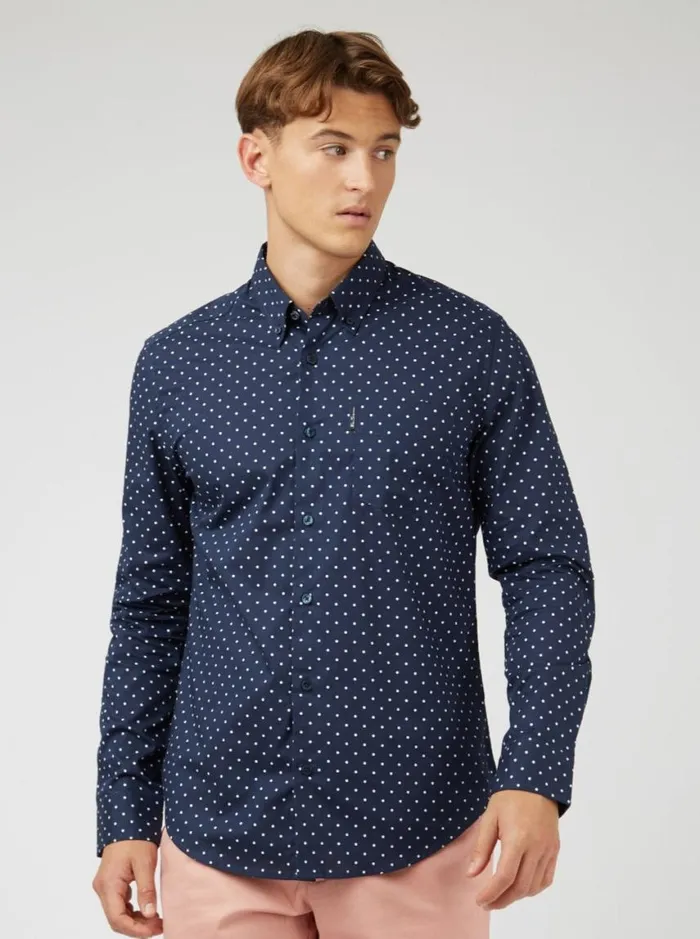Men Ben Sherman Archive Print Shirts Navy Polka Dot Print LongSleeve Shirt Men Ben Sherman Archive Print Shirts Navy Polka Dot Print LongSleeve Shirt