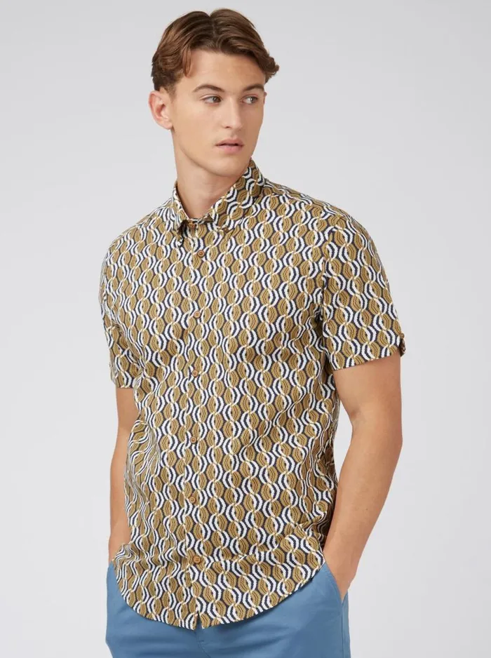 Men Ben Sherman Archive Print Shirts Optical Print ShortSleeve Shirt Men Ben Sherman Archive Print Shirts Optical Print ShortSleeve Shirt