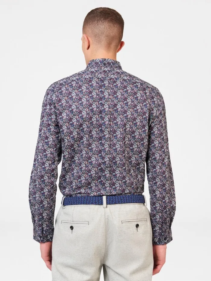 Men Ben Sherman Archive Print Shirts Winter Floral Print Shirt 8211 Plum Men Ben Sherman Archive Print Shirts Winter Floral Print Shirt 8211 Plum