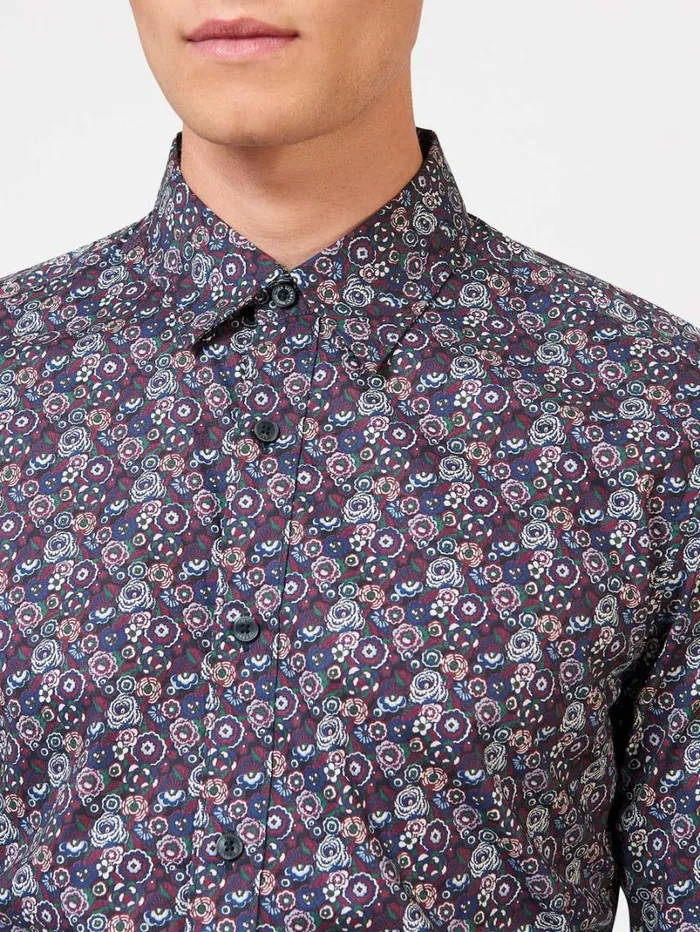Men Ben Sherman Archive Print Shirts Winter Floral Print Shirt 8211 Plum Men Ben Sherman Archive Print Shirts Winter Floral Print Shirt 8211 Plum