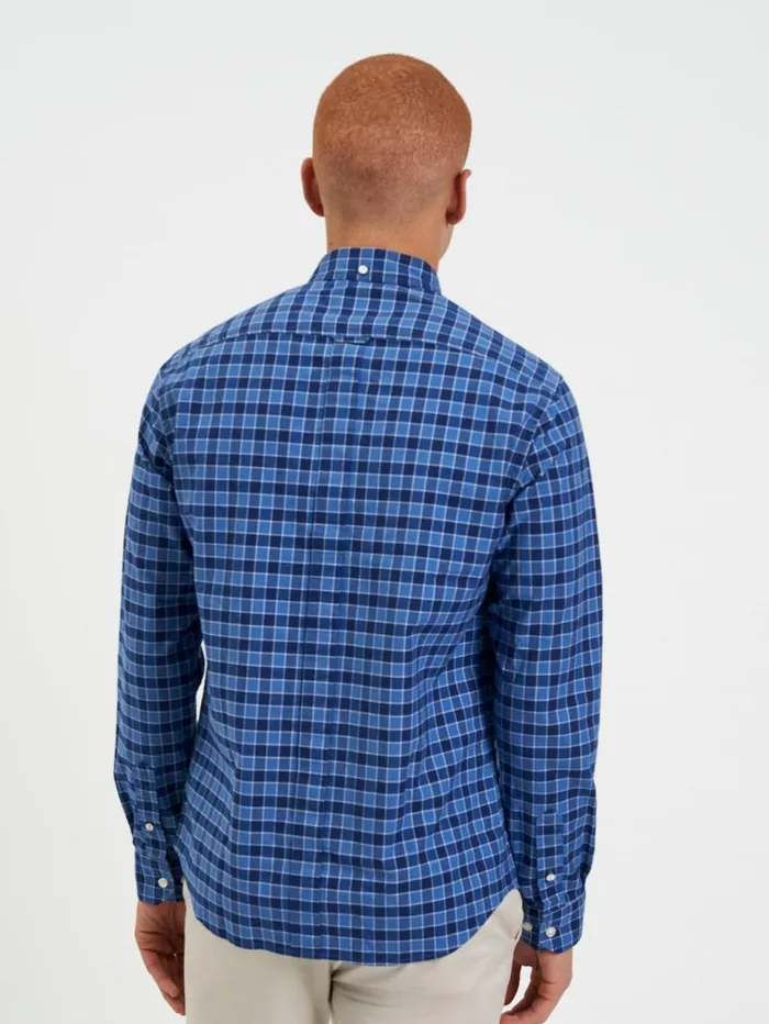 Men Ben Sherman Heritage Check Shirts Brighton Oxford Organic Shirt 8211 Navy Blue Gingham