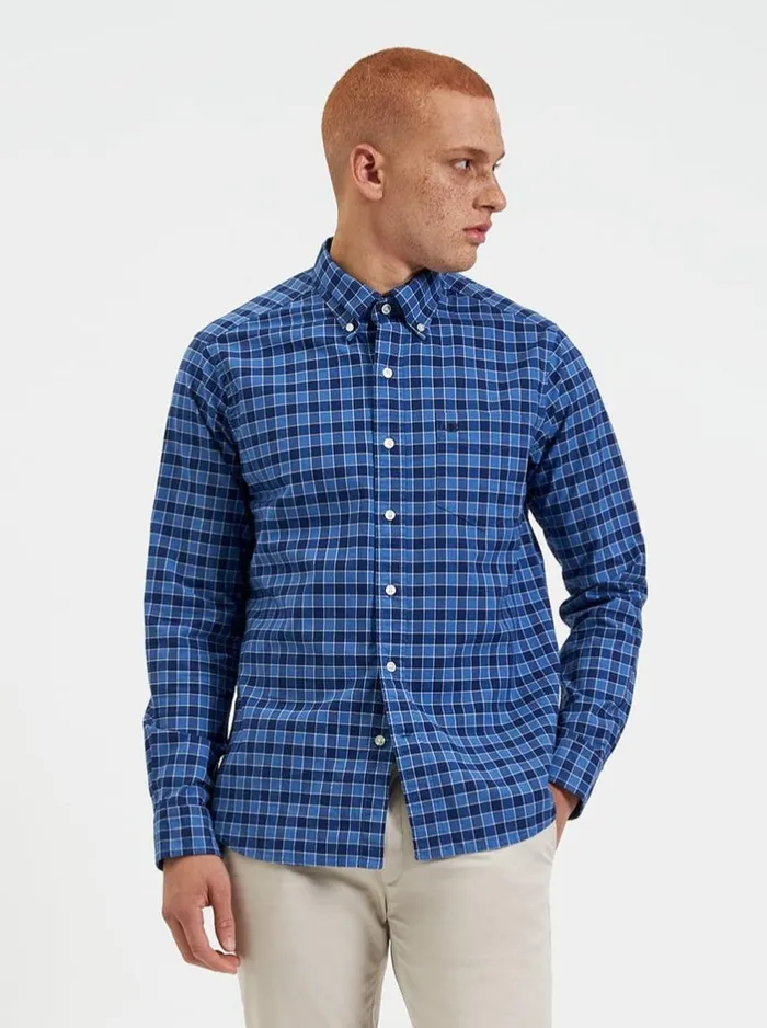 Men Ben Sherman Heritage Check Shirts Brighton Oxford Organic Shirt 8211 Navy Blue Gingham