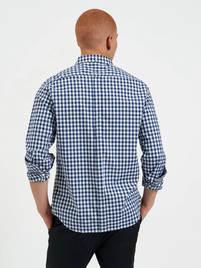 Men Ben Sherman Heritage Check Shirts House Poplin Gingham Shirt 8211 Navy