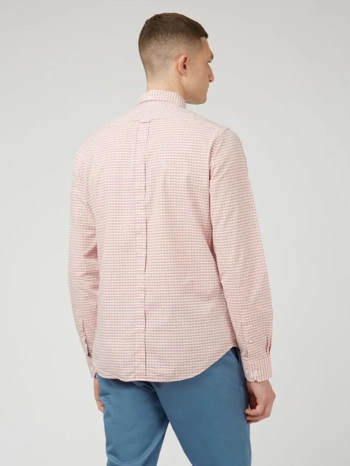 Men Ben Sherman Heritage Check Shirts Signature Gingham LongSleeve Shirt 8211 Raspberry