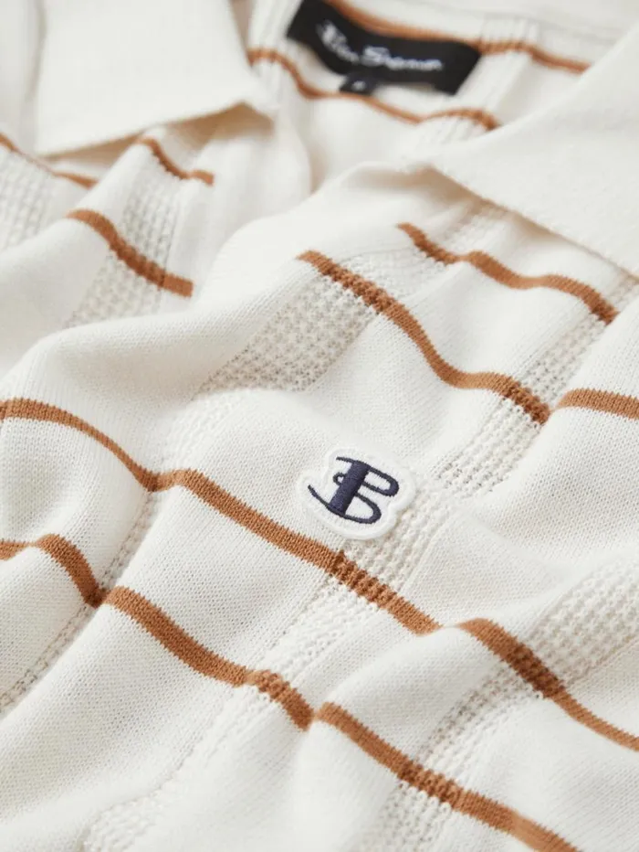 Men Ben Sherman Mod Knit Polos B By Stripe Knit Polo