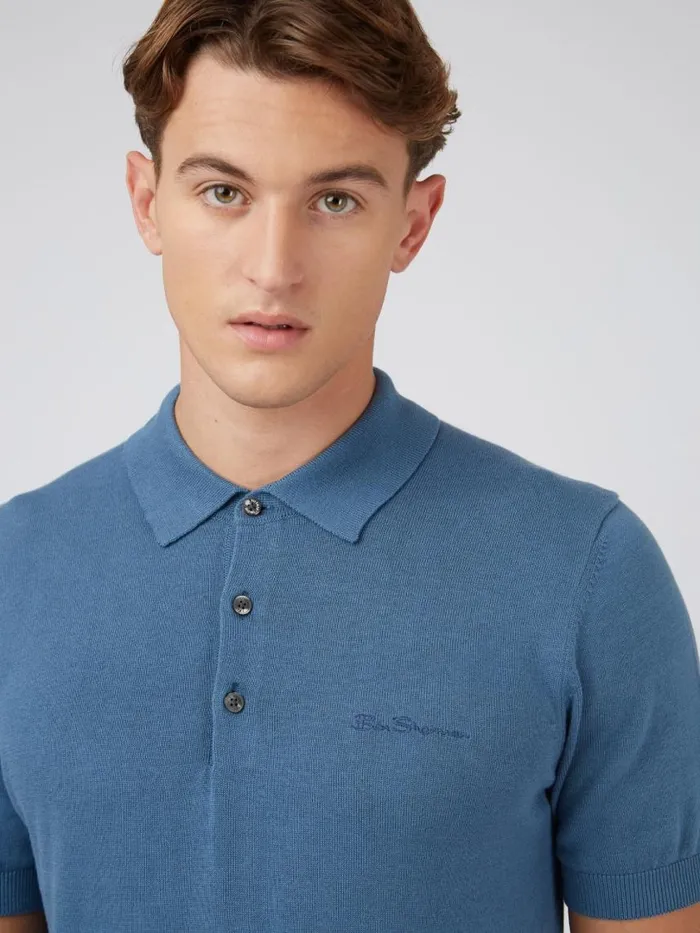 Men Ben Sherman Mod Knit Polos Signature Knit Polo 8211 Blue Shadow Men Ben Sherman Mod Knit Polos Signature Knit Polo 8211 Blue Shadow