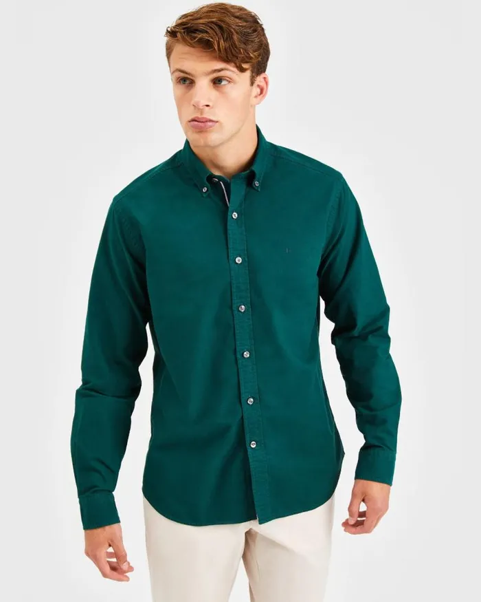 Men Ben Sherman Oxford Shirts Beatnik Oxford Garment Dye Shirt 8211 Forest Green