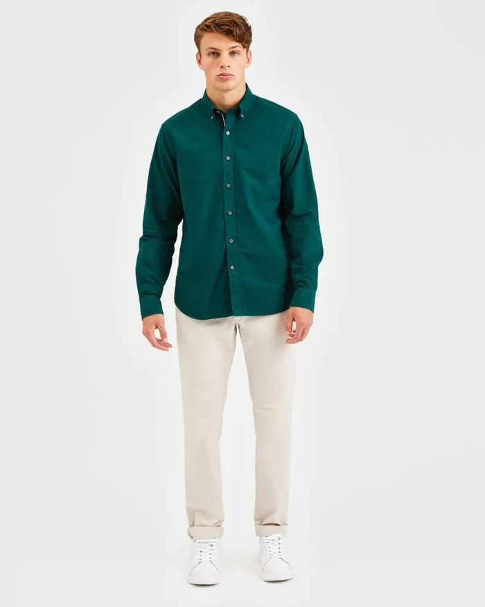 Men Ben Sherman Oxford Shirts Beatnik Oxford Garment Dye Shirt 8211 Forest Green