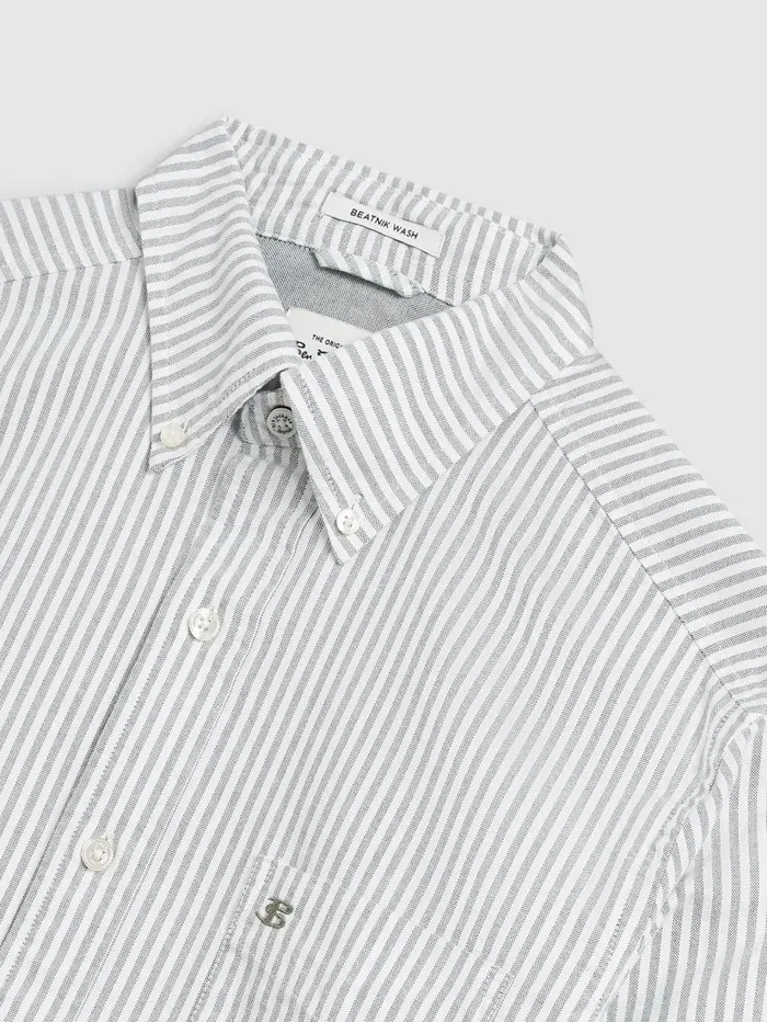 Men Ben Sherman Oxford Shirts Brighton Oxford Organic Stripe Shirt 8211 Forest Green Bengal Stripe