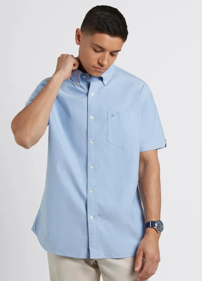 Men Ben Sherman Oxford Shirts Short Sleeve Brighton Oxford Organic Shirt 8211 Pale Blue Men Ben Sherman Oxford Shirts Short Sleeve Brighton Oxford Organic Shirt 8211 Pale Blue
