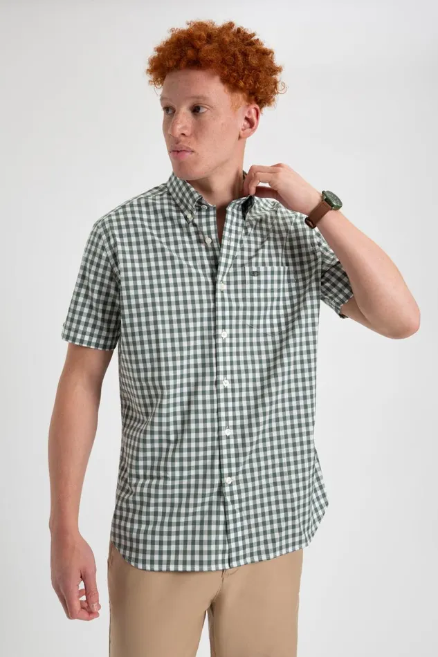 Men Ben Sherman Short Sleeve Shirts Short Sleeve House Poplin Gingham Shirt 8211 Olive Men Ben Sherman Short Sleeve Shirts Short Sleeve House Poplin Gingham Shirt 8211 Olive