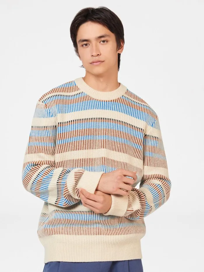 Men Ben Sherman Sweaters and Knits B By Stripe Knit Sweater 8211 Ivory